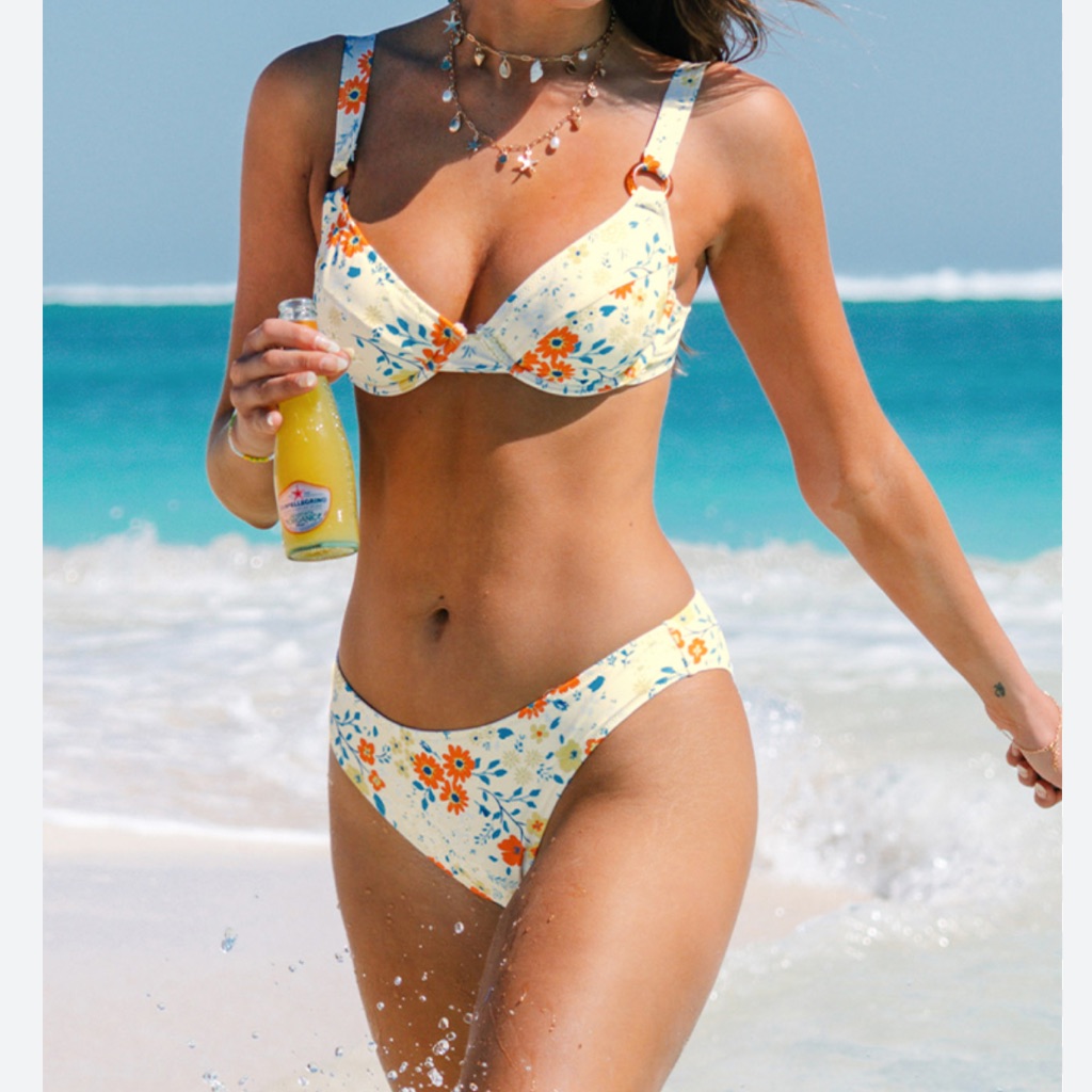 Nwt Cupshe Hayden Floral Underwire Bikini Top & Bottom Set Size S